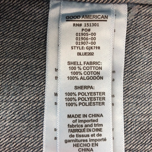 NWT Good American Trucker Boyfriend Denim Sherpa Button Down Jacket size 00/ XS - Picture 12 of 16